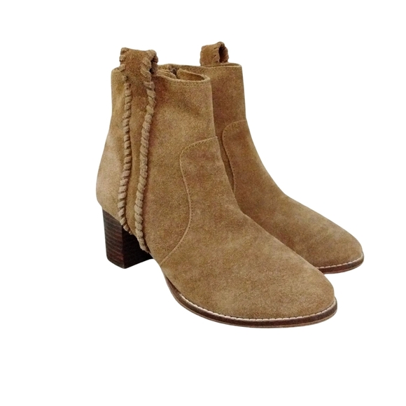 Coconuts by Matisse Tan Suede Ankle Boots Block Heel Booties Size 7.5 - Picture 7 of 9